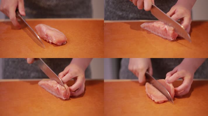 厨师切减脂鸡胸肉 (2)