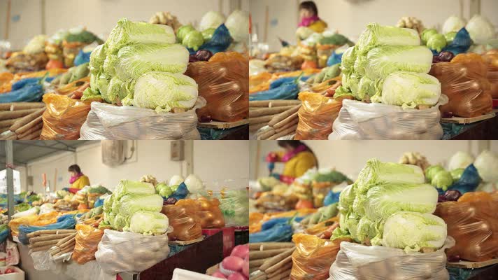 菜市场商贩卖各种蔬菜 (3)