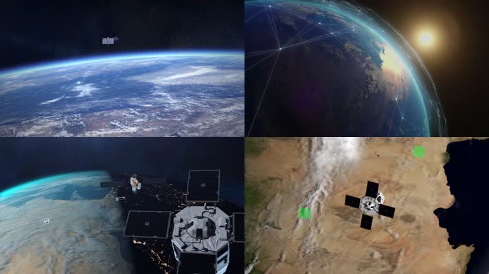 4K星链计划军事卫星组网科技三维动画