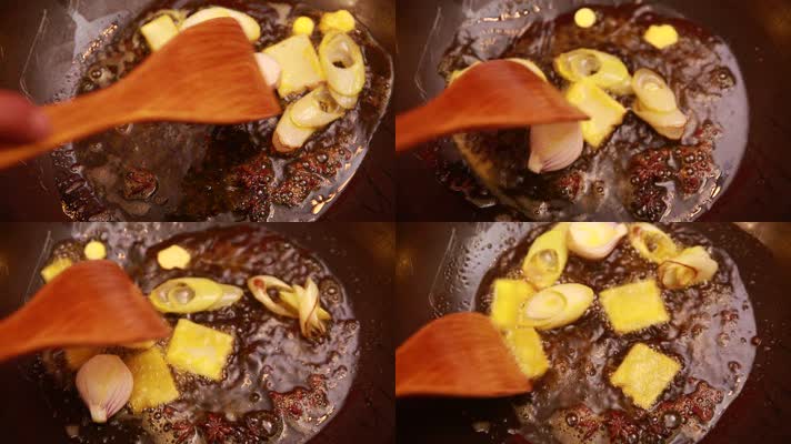 铁锅加葱姜香料炝锅 (6)
