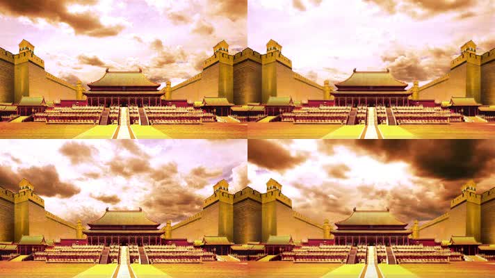 大气壮观古代皇宫大殿宫殿建筑视频素材1
