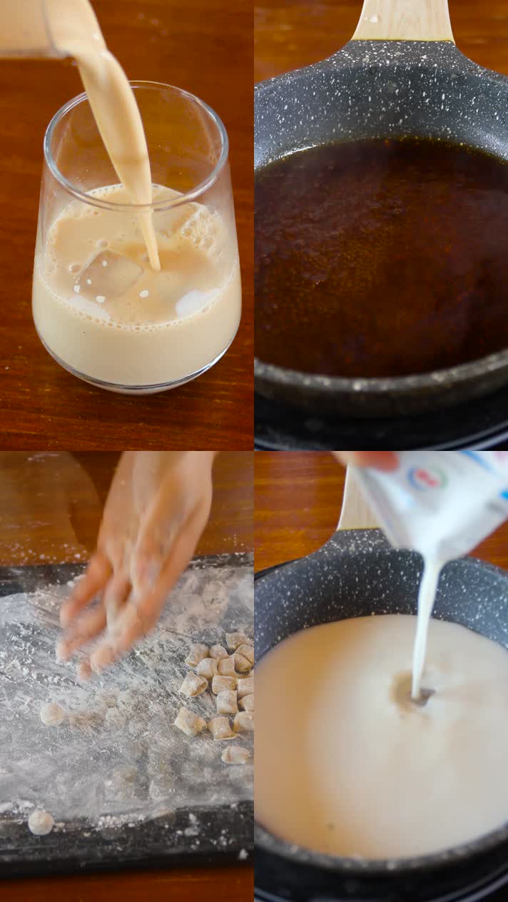 珍珠奶茶网红饮料美食制作竖屏抖音素材视频