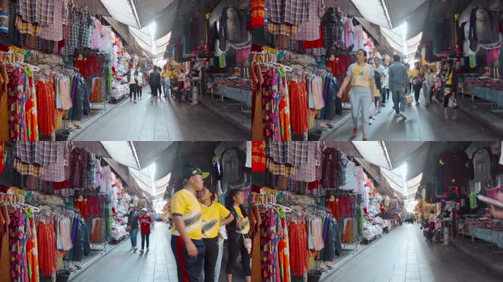 泰国旅游视频泰国商业街自由市场