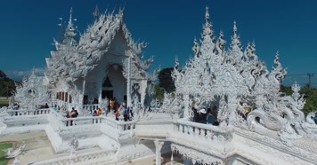 泰国旅游视频泰国清莱灵光寺白庙佛寺