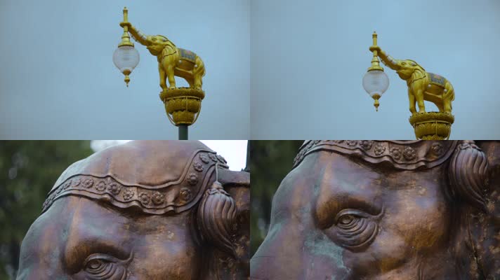 泰国旅游视频泰国大象雕塑装饰艺术品