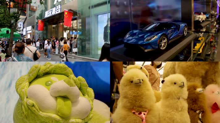 实拍旅拍成都潮玩集合店春熙路人流人潮空镜