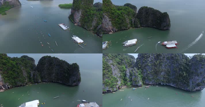 泰国旅游视频泰国攀牙府攀牙湾海岛溶洞游船