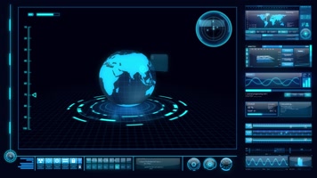 科技感HUD三维地球数据面板元素