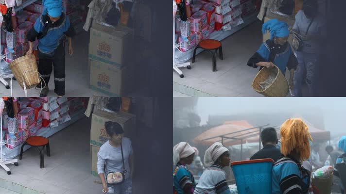 少数民族升格视频云南红河哈尼族族妇女集市