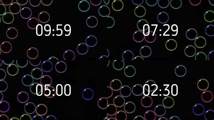 4K彩色泡泡10分钟倒计时器