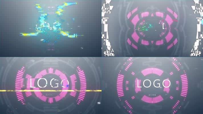 未来派高科技故障logo 4K