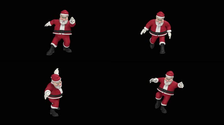 3D 卡通圣诞老人舞蹈循环带alpha