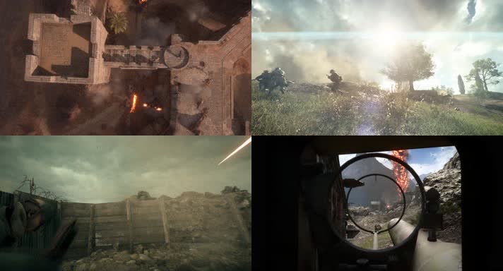 枪林弹雨，炮火连天 ，激烈交战，战争动画