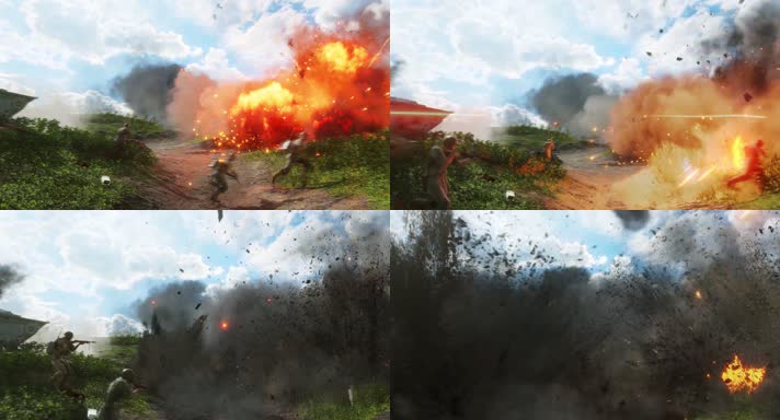 奋不顾身，冲锋陷阵，交战硝烟战场