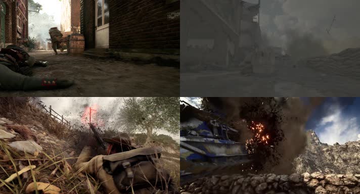 枪林弹雨，炮火连天 ，激烈交战，战争动画