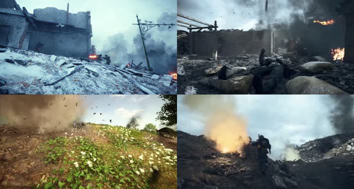 枪林弹雨，炮火连天 ，激烈交战，战争动画