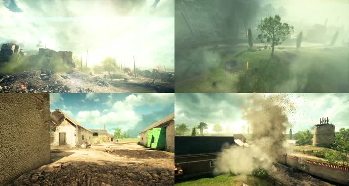 奋不顾身，冲锋陷阵，交战硝烟战场