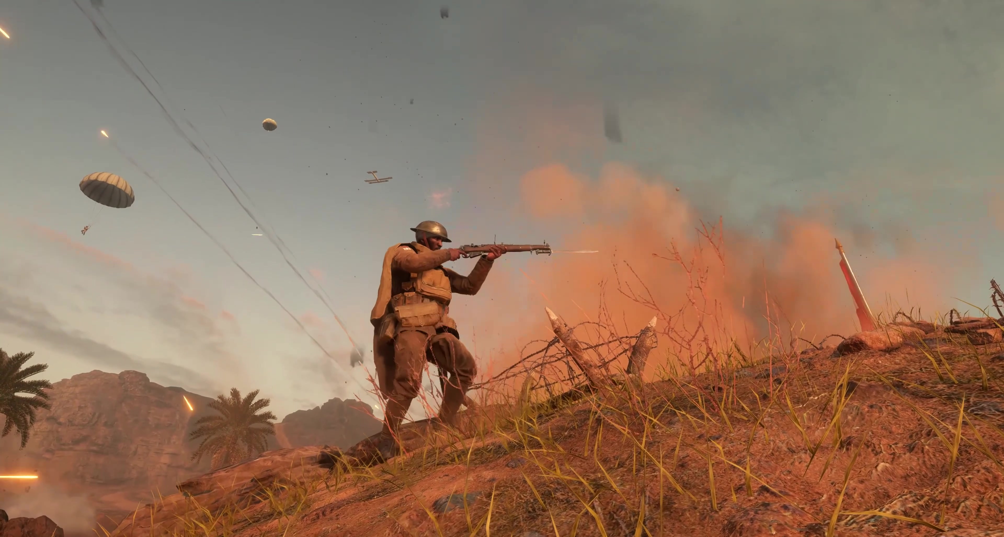 奋不顾身，冲锋陷阵，交战硝烟战场