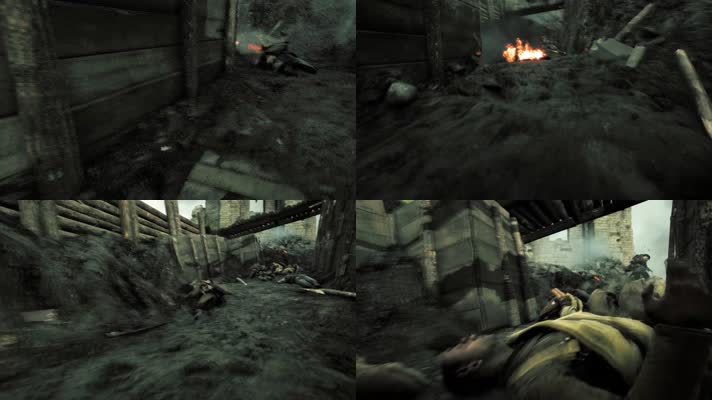 奋不顾身，冲锋陷阵，交战硝烟战场