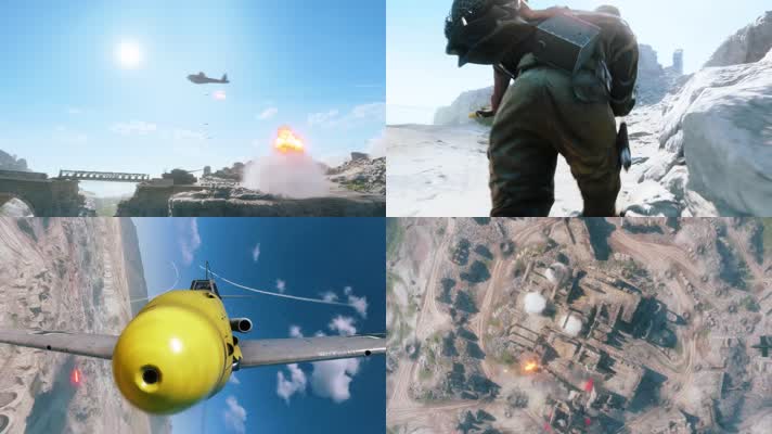 奋不顾身，冲锋陷阵，交战硝烟战场