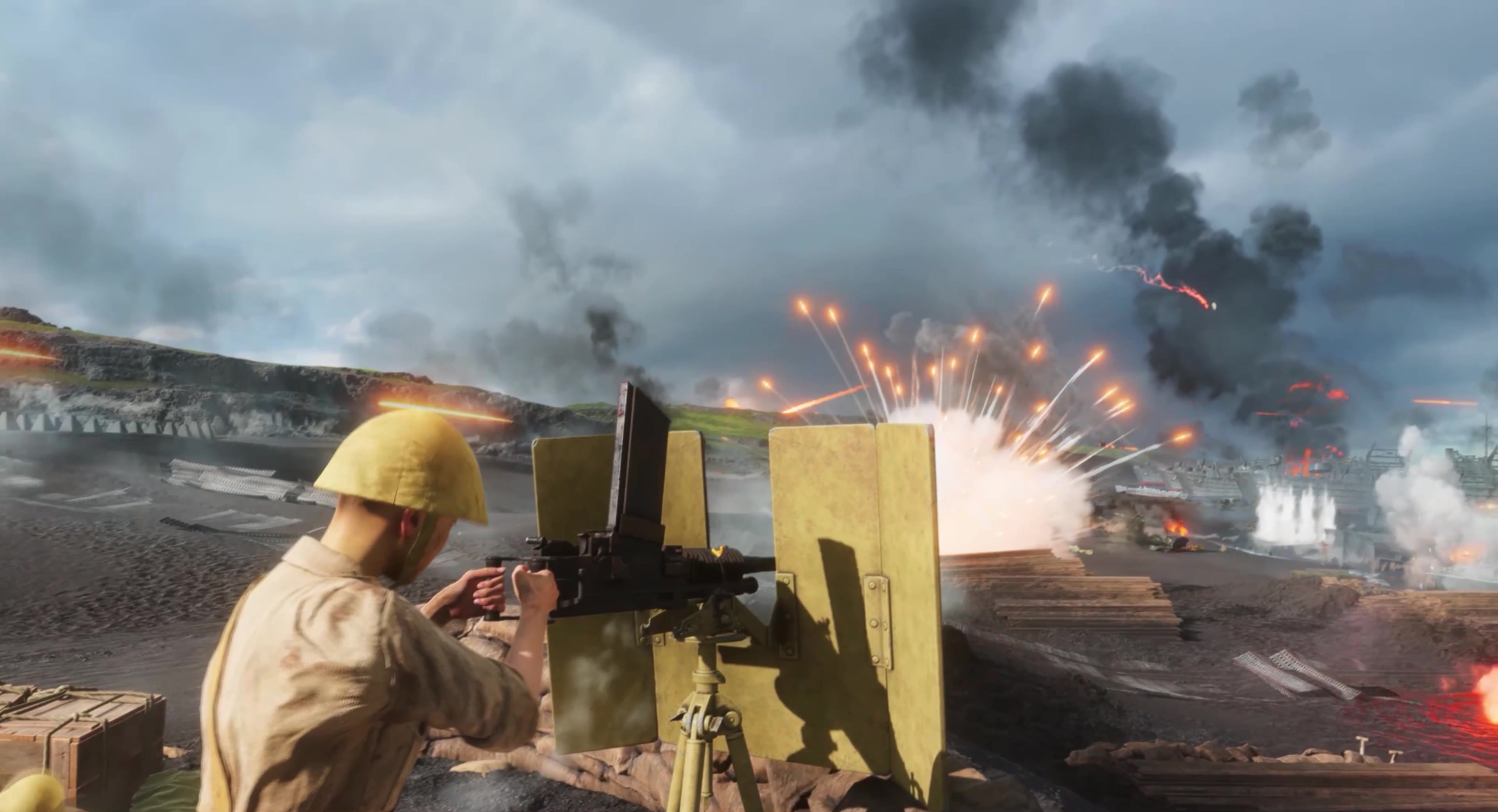 奋不顾身，冲锋陷阵，交战硝烟战场