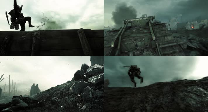 奋不顾身，冲锋陷阵，交战硝烟战场