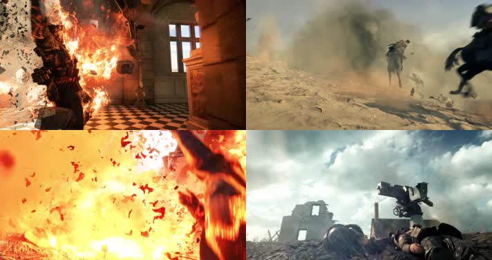 奋不顾身，冲锋陷阵，交战硝烟战场