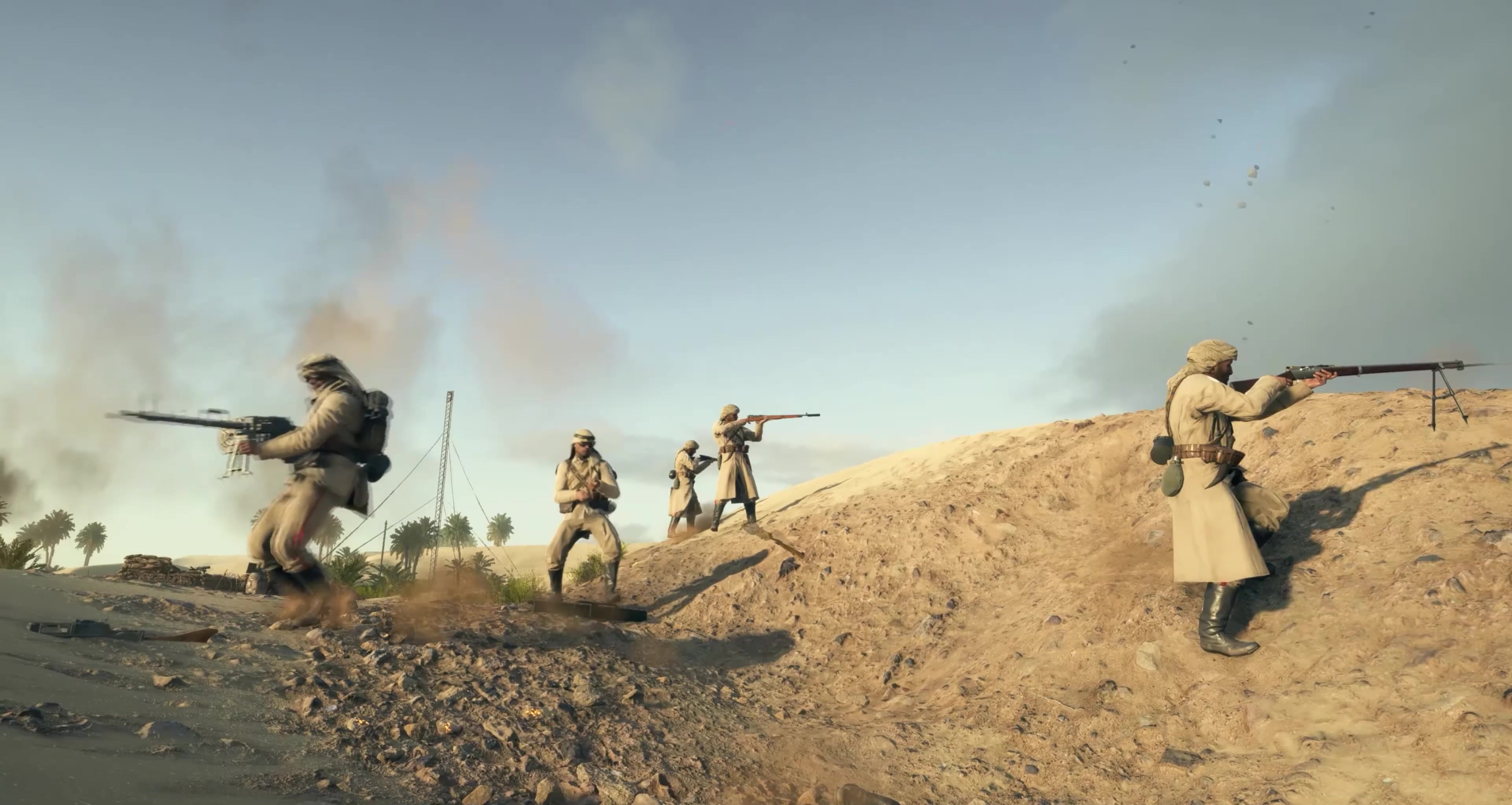 奋不顾身，冲锋陷阵，交战硝烟战场