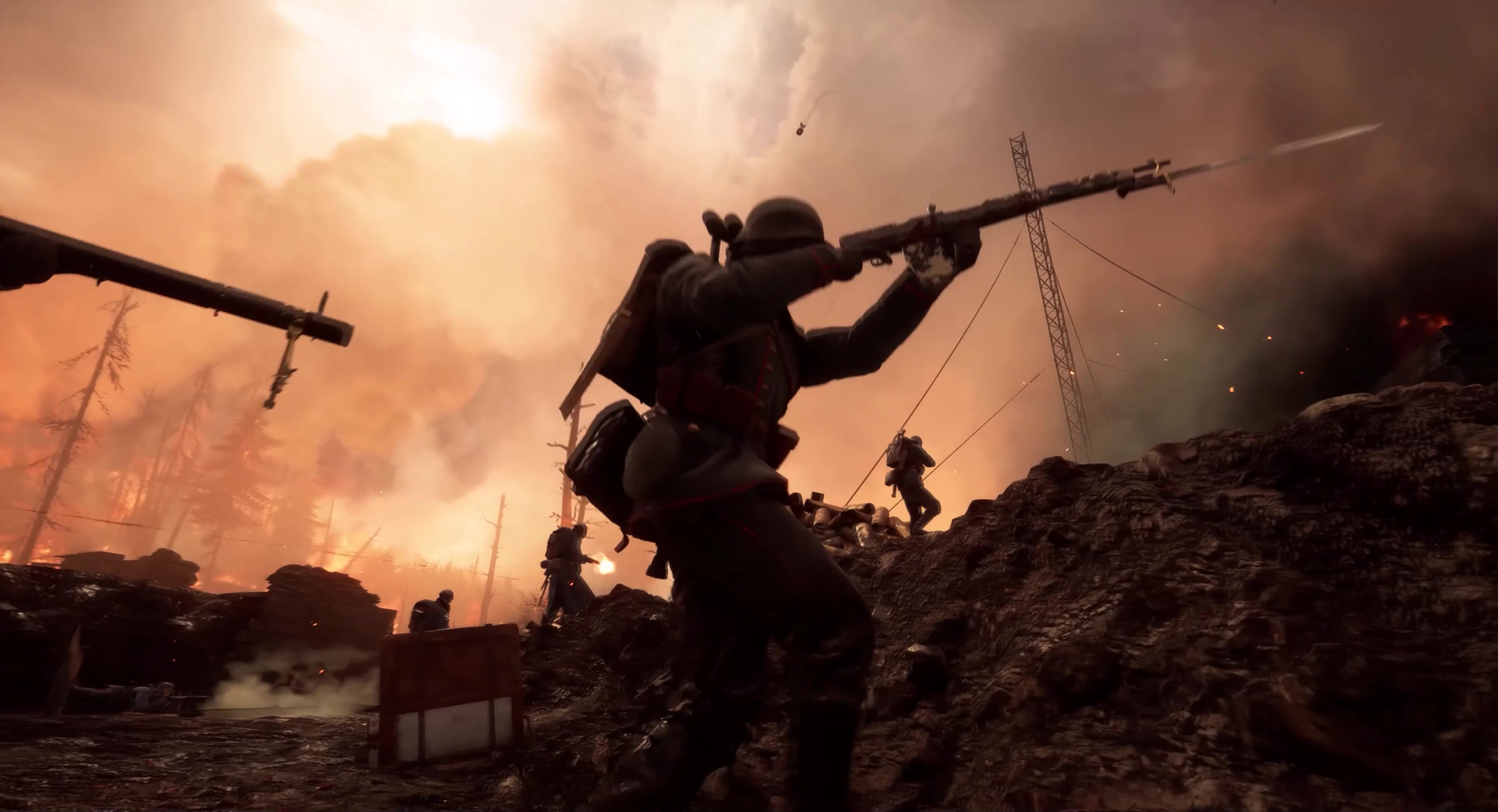 奋不顾身，冲锋陷阵，交战硝烟战场