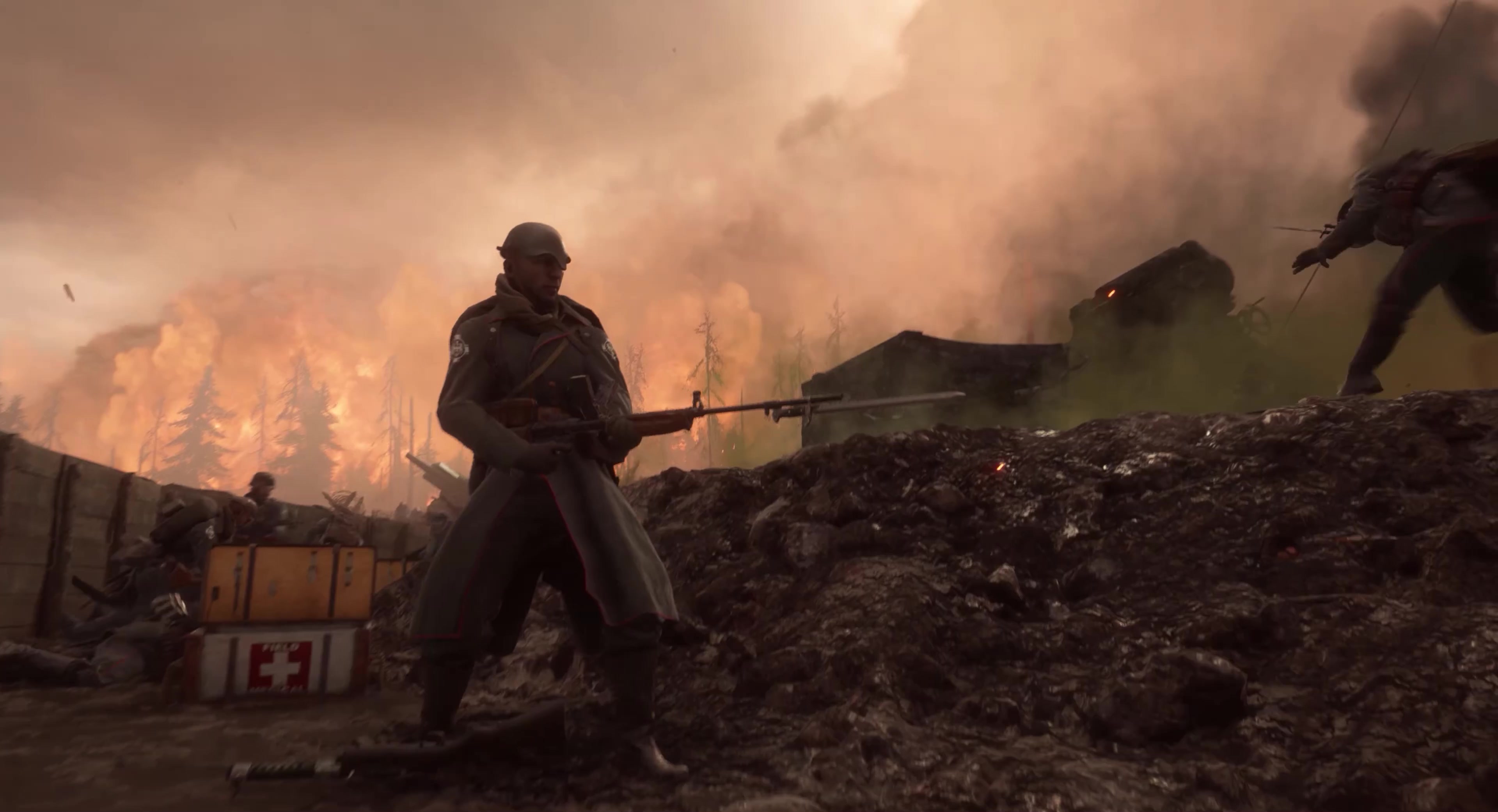 奋不顾身，冲锋陷阵，交战硝烟战场