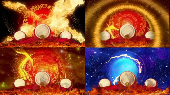 LED高清喜庆中国风水鼓舞背景