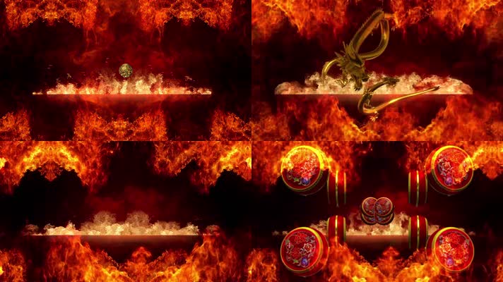 通用火爆版中国龙水鼓舞背景视频