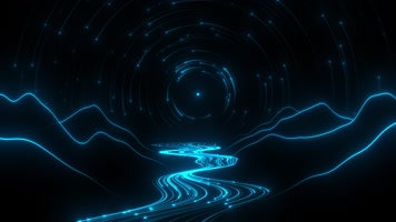 粒子星空旋转河流蜿蜒群山