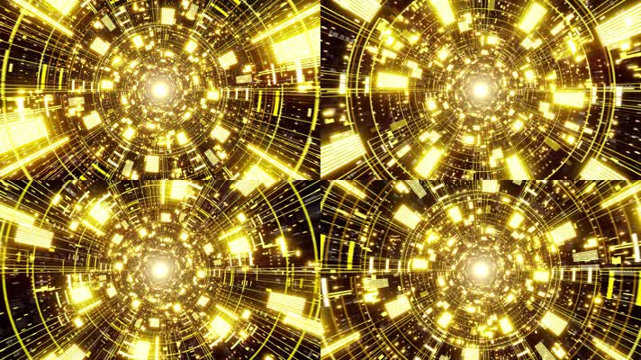 4K大气金色隧道穿梭视频背景