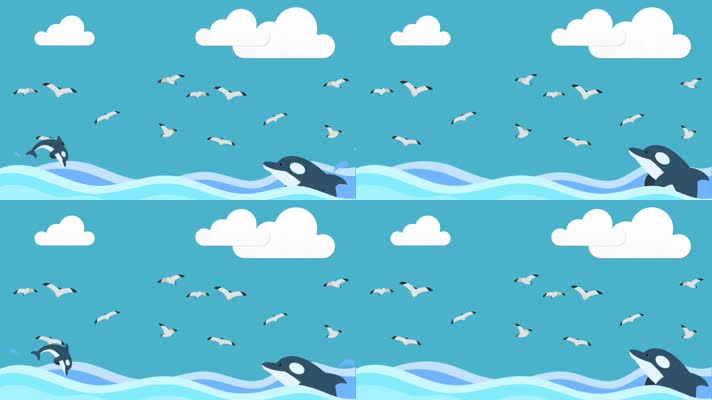 【4K】卡通海豚海燕