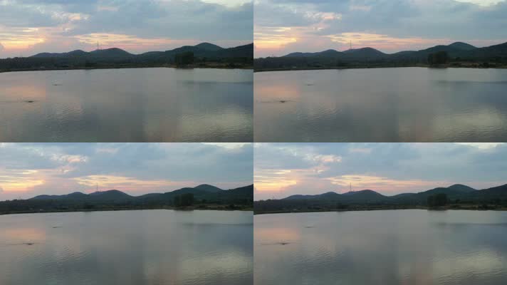 远山近水夕阳风景