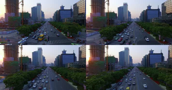 上海世纪大道车流航拍视频