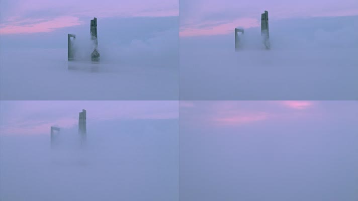 云雾下上海三件套穿云航拍