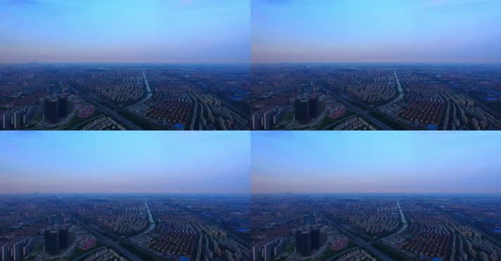 上海清晨城市天际线航拍