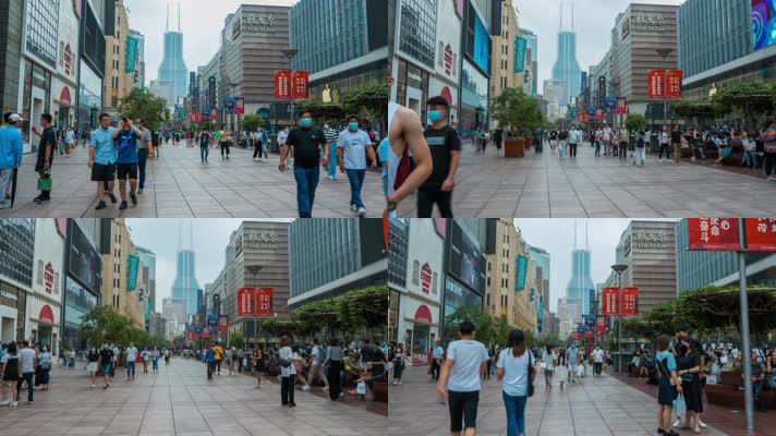 上海南京路步行街大范围延时拍摄