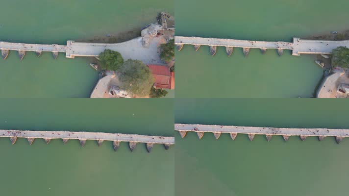 航拍福建泉州四大古桥之一的洛阳桥
