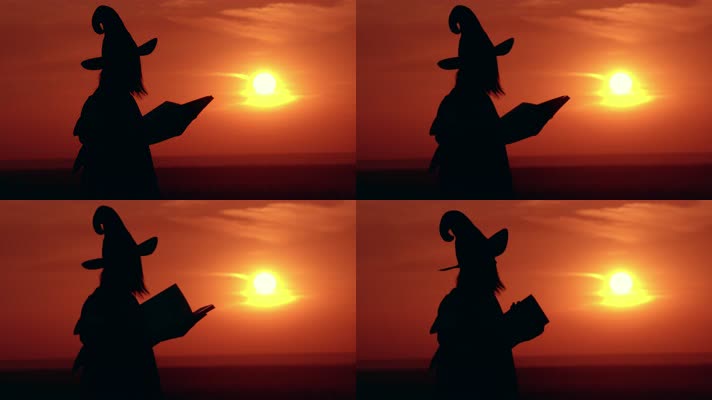 【4K】超清夕阳下巫师翻阅魔法书