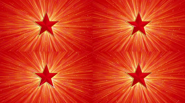 8K红五星闪闪发光红底视频背景2