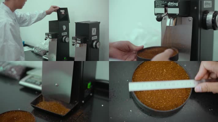 咖啡加工视频烘焙咖啡豆机器磨细过程