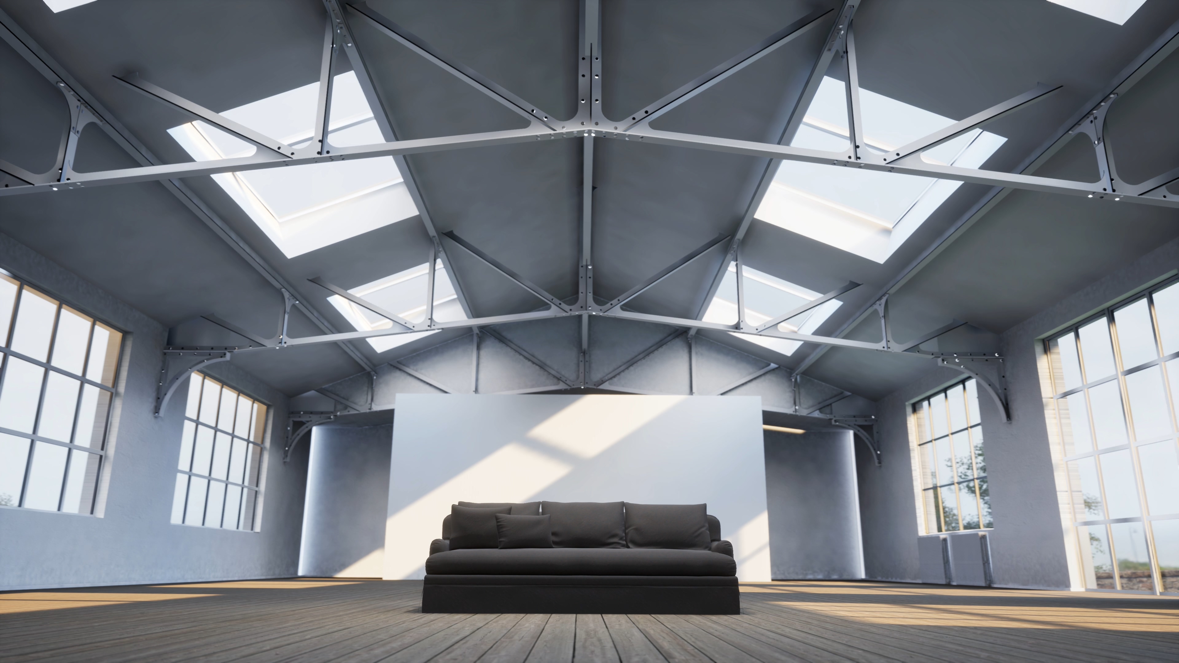 三维动画厂房沙发椅子虚位以待