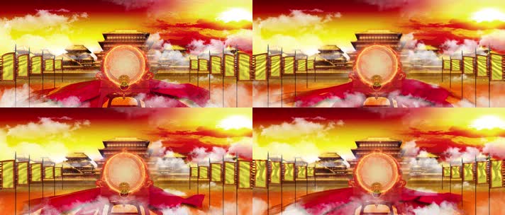 金碧辉煌战鼓隆隆皇宫宫殿背景素材