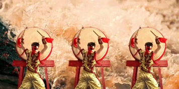 战鼓声响黄河咆哮背景素材