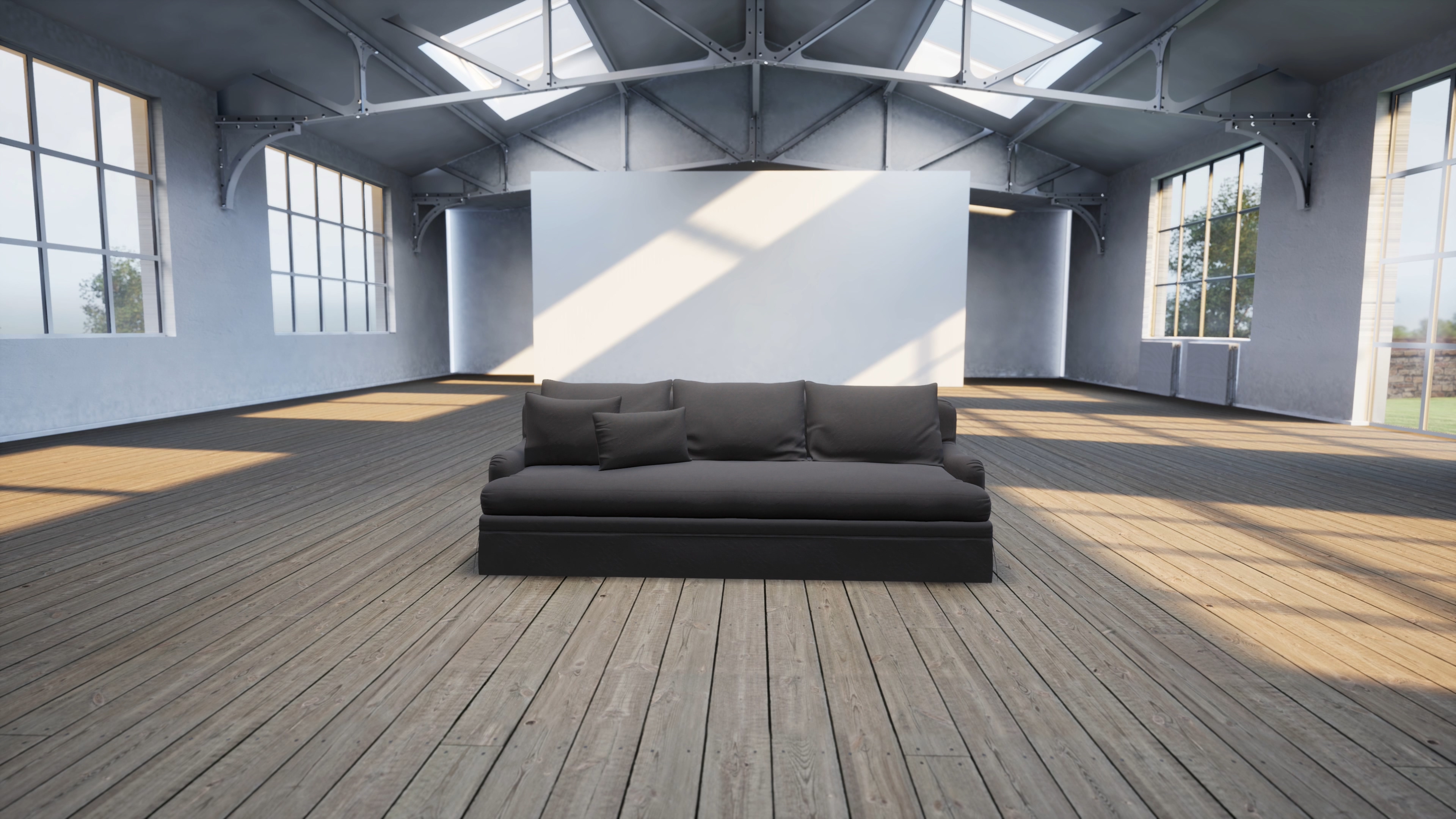 三维动画厂房沙发椅子虚位以待