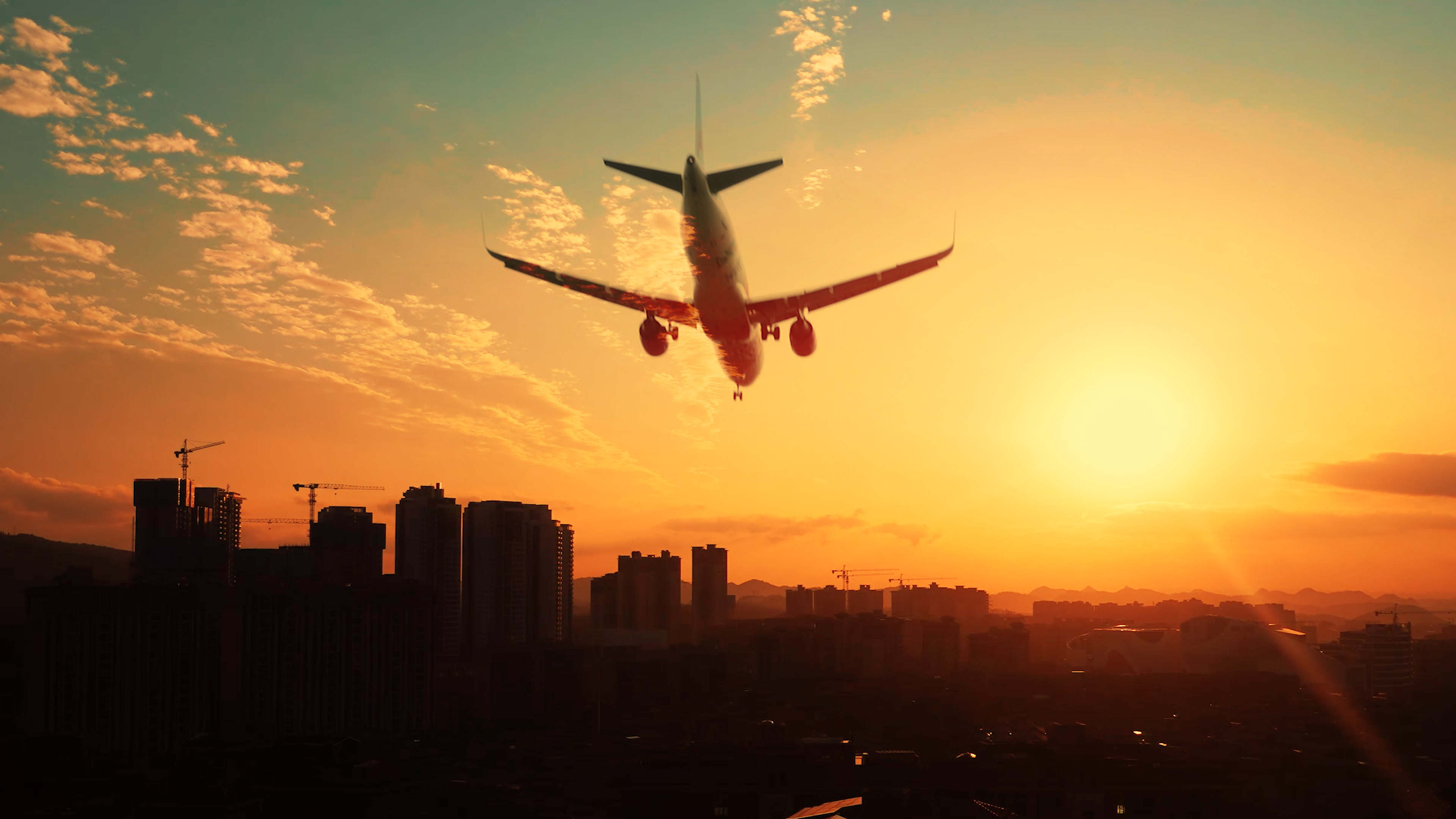 大气日出飞机起飞剪影意境素材企业宣传旅行 大气日出飞机起飞剪影意境素材企业宣传旅行