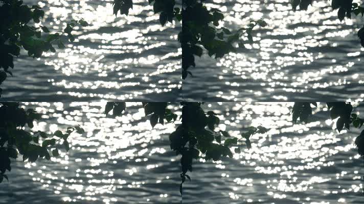 波光粼粼的江水河水光斑